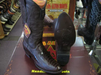Pre-owned Los Altos Boots Los Altos Men Brown Genuine Ostrich Leg Round Toe Western Cowboy Boot 650507