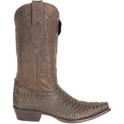 Pre-owned Los Altos Boots Los Altos Men Brown Genuine Python Snake Cowboy Snip-toe Boot 94n5707 (ee+)