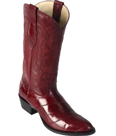 Pre-owned Los Altos Boots Los Altos Men Burgundy Genuine Eel Round Toe Western Cowboy Boot 650806 D Width In Red