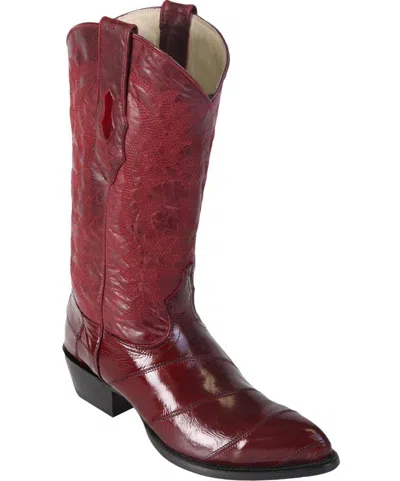 Pre-owned Los Altos Boots Los Altos Men Burgundy Genuine Eel Western Cowboy Boot J-toe (ee) 990806 In Red