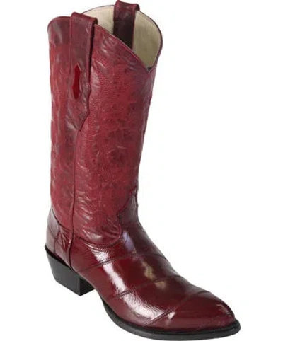 Pre-owned Los Altos Boots Los Altos Men Burgundy Genuine Eel Western Cowboy Boot J-toe (ee+) 990806 In Red