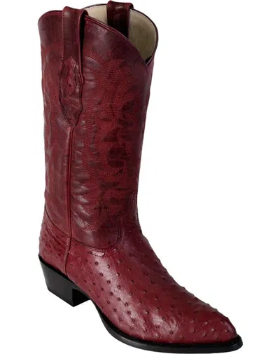 Pre-owned Los Altos Boots Los Altos Men Burgundy Genuine Full Quill Ostrich Western J-toe Boot Ee+ 990306 In Red