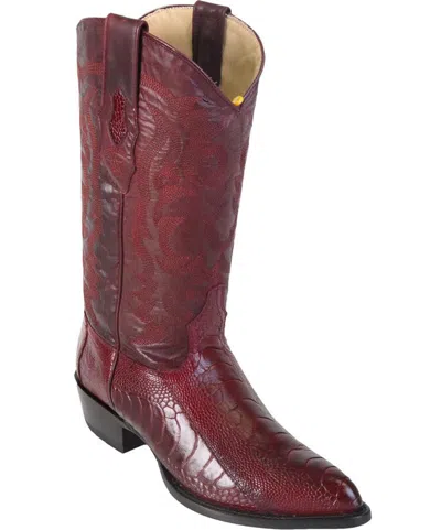 Pre-owned Los Altos Boots Los Altos Men Burgundy Genuine Ostrich Leg Western Cowboy Boot J-toe 990506 Ee In Red