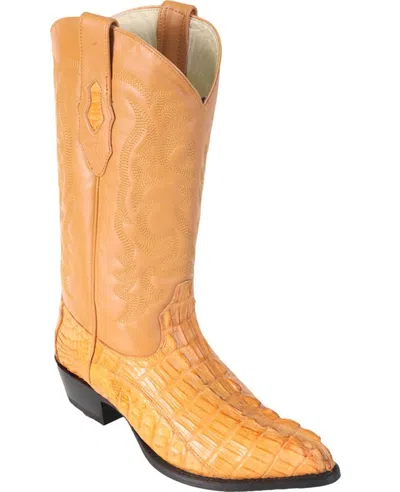 Pre-owned Los Altos Boots Los Altos Men Buttercup Genuine Crocodile Caiman Tail Cowboy J-toe Boot (d) In Yellow