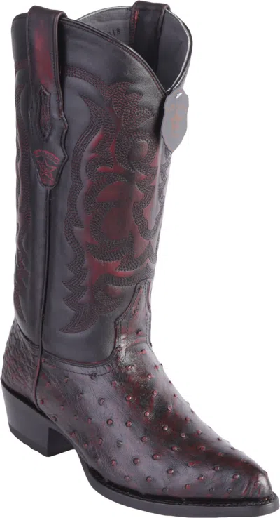 Pre-owned Los Altos Boots Los Altos Men Cherry Genuine Full Quill Ostrich Western Boot J-toe Ee+ 990318 In Red