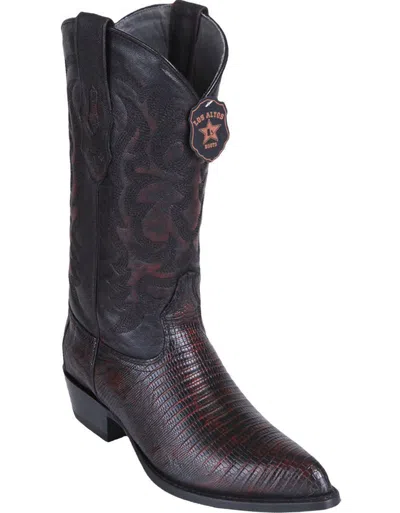 Pre-owned Los Altos Boots Los Altos Men Cherry Genuine Teju Lizard Western Cowboy J-toe Boot Ee+ Width