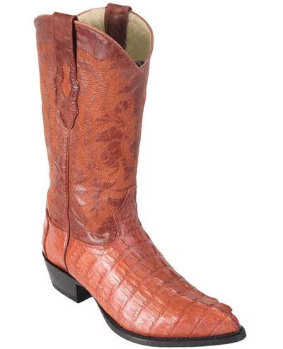 Pre-owned Los Altos Boots Los Altos Men Cognac Genuine Crocodile Caiman Tail Western Cowboy J-toe Boot (d) In Brown