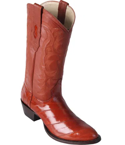 Pre-owned Los Altos Boots Los Altos Men Cognac Genuine Eel Round Toe Western Cowboy Boot 650803 D Width In Brown