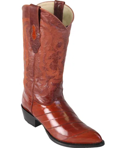 Pre-owned Los Altos Boots Los Altos Men Cognac Genuine Eel Western Cowboy Boot J-toe 990803 Ee+ In Brown