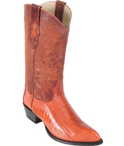 Pre-owned Los Altos Boots Los Altos Men Cognac Genuine Ostrich Leg Western Cowboy Boot J-toe (d) 990503 In Brown