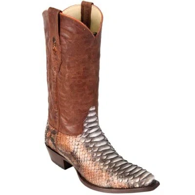 Pre-owned Los Altos Boots Los Altos Men Cognac Genuine Python Snake Cowboy Snip-toe Boot 945788 (ee) In Brown