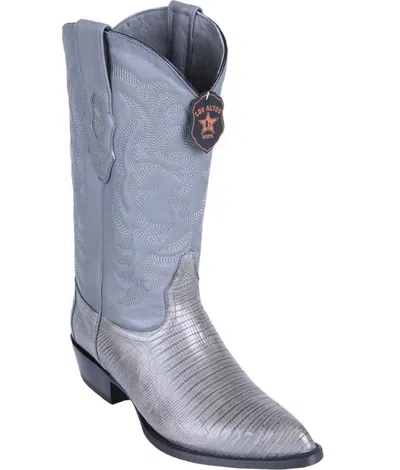 Pre-owned Los Altos Boots Los Altos Men Gray Genuine Teju Lizard Western Cowboy J-toe Boot D Width