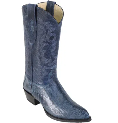 Pre-owned Los Altos Boots Los Altos Men Jean Blue Genuine Ostrich Leg Western Cowboy Boot J-toe 990514 Ee