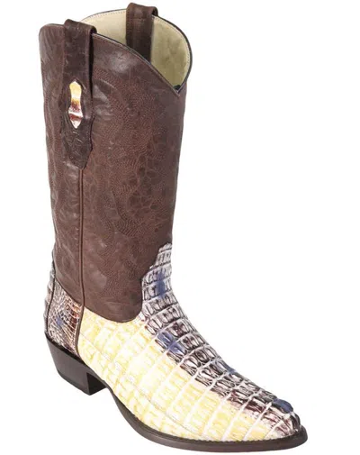 Pre-owned Los Altos Boots Los Altos Men Natural Genuine Crocodile Caiman Tail Cowboy J-toe Boot (d) In Multicolor