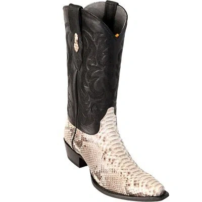 Pre-owned Los Altos Boots Los Altos Men Natural Genuine Python Snake Cowboy Snip-toe Boot 945749 (ee) In Beige