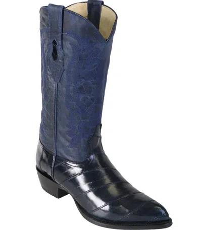 Pre-owned Los Altos Boots Los Altos Men Navy Blue Genuine Eel Western Cowboy Boot J-toe (ee+) 990810
