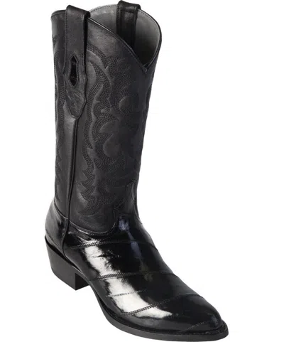 Pre-owned Los Altos Boots Los Altos Men R-toe Black Genuine Eel Western Cowboy Boot 600805 D Width