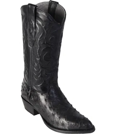 Pre-owned Los Altos Boots Los Altos Men R-toe Black Genuine Quill Ostrich Western Cowboy Boot 600305 D
