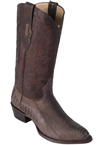 Pre-owned Los Altos Boots Los Altos Men R-toe Greasy Brown Genuine Ostrich Leg Western Cowboy Boot D
