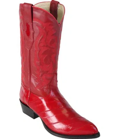 Pre-owned Los Altos Boots Los Altos Men Red Genuine Eel Western Cowboy Boot J-toe (ee+) 990812