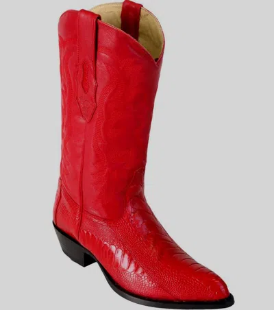 Pre-owned Los Altos Boots Los Altos Men Red Genuine Ostrich Leg Western Cowboy Boot J-toe (d) 990512