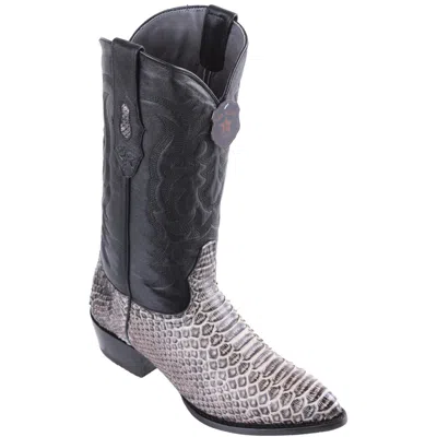 Pre-owned Los Altos Boots Los Altos Men Rustic Black Genuine Python Snake Cowboy J-toe Boot 995781 (ee)