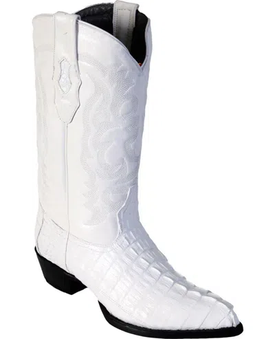 Pre-owned Los Altos Boots Los Altos Men White Genuine Crocodile Caiman Tail Western Cowboy J-toe Boot Ee
