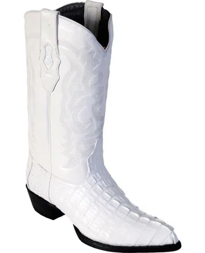 Pre-owned Los Altos Boots Los Altos Men White Genuine Crocodile Caiman Tail Western Cowboy J-toe Boot Ee+