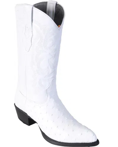 Pre-owned Los Altos Boots Los Altos Men White Genuine Full Quill Ostrich Western Boot J-toe (d) 990328