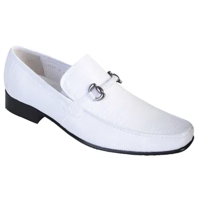 Pre-owned Los Altos Boots Los Altos Men's White Genuine Teju Lizard Dress Shoes Casual Slip On Loafer D