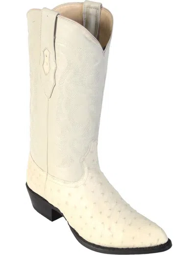 Pre-owned Los Altos Boots Los Altos Men Winter Genuine Full Quill Ostrich Western Boot J-toe (d) 990304 In White