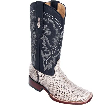 Pre-owned Los Altos Boots Los Altos Natural Python Snake Square Toe Tpu Rubber Sole Western Boot D In Beige