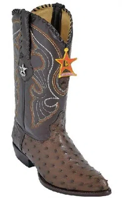 Pre-owned Los Altos Boots Los Altos Ostrich Cowboy Boots J-toe 990307 Brown