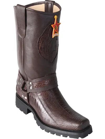 Pre-owned Los Altos Boots Los Altos Ostrich Leg Brown Motorcycle Biker Western Cowboy Work Boot Ee 550507