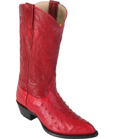Pre-owned Los Altos Boots Los Altos Red Genuine Full Quill Ostrich J-toe Western Boot (ee) 990312