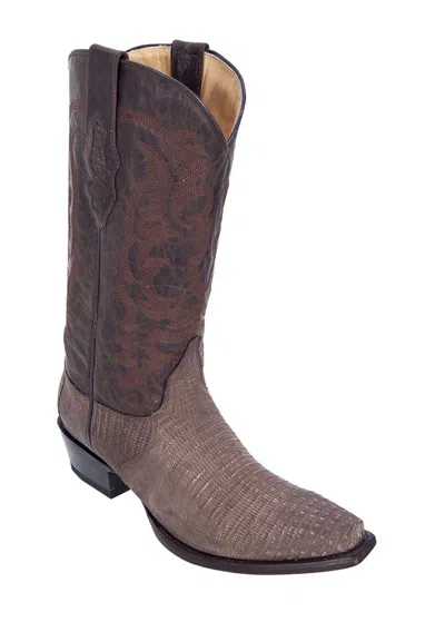 Pre-owned Los Altos Boots Los Altos Sanded Brown Snip Toe Genuine Lizard Teju Western Cowboy Boot Ee