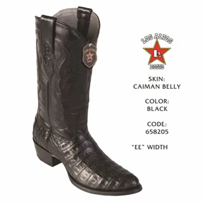 Pre-owned Los Altos Boots Los Altos, Western Men's Boots, Caiman Belly, H-65 Round Toe, Cowboy, See Note In Black 658205