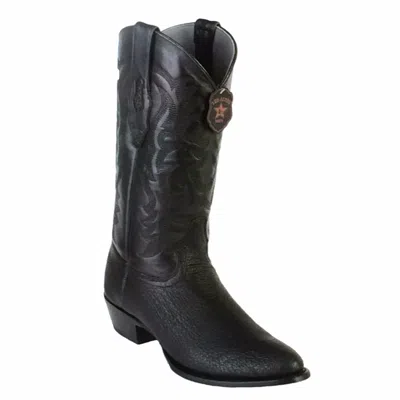 Pre-owned Los Altos Boots Los Altos, Western Men's, Shark, H-65 Round Toe, Cowboy Boots, See Note In Black 650905