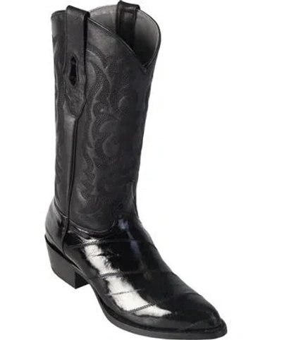 Pre-owned Los Altos Boots Los Altos Women Black Genuine Eel Western Cowboy Boot (m) L090805