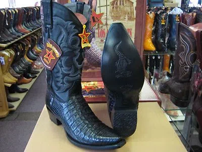 Pre-owned Los Altos Boots Los Altos Women Black Genuine Snip Toe Crocodile Western Cowboy Boot (m) L341977