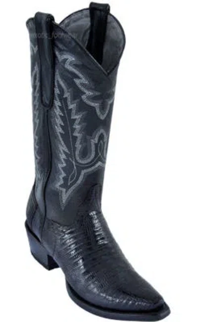 Pre-owned Los Altos Boots Los Altos Women Black Genuine Teju Lizard Snip Toe Western Cowboy Boot 340705 In Blacks
