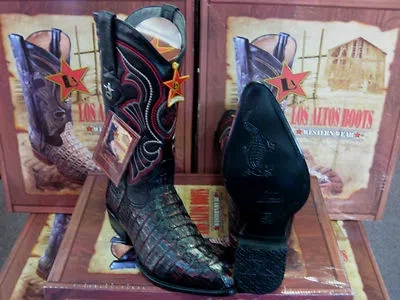 Pre-owned Los Altos Boots Los Altos Women Cherry Genuine Crocodile Tail Western Cowboy Boot (m) L091181 In Cherry Black