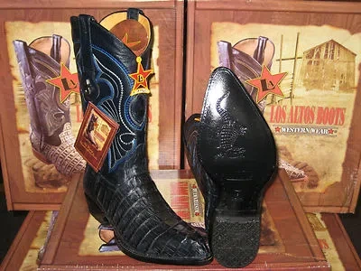 Pre-owned Los Altos Boots Los Altos Women Navy Blue Genuine Crocodile Tail Western Cowboy Boot (m) L091101