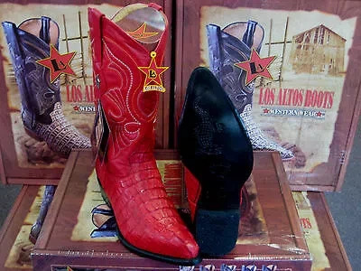 Pre-owned Los Altos Boots Los Altos Women Red Genuine Crocodile Tail Western Cowboy Boot (m) L091121