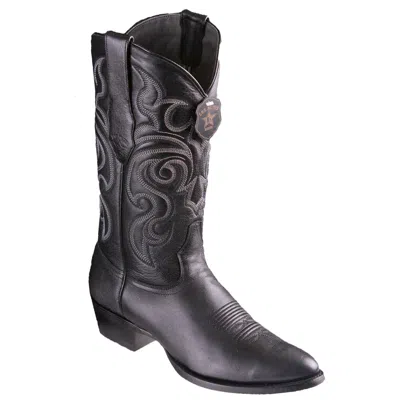 Pre-owned Los Altos Boots Men's Los Altos Black Genuine Goat Leather Round Toe Cowboy Western Boot D