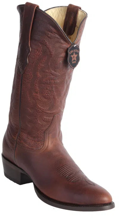 Pre-owned Los Altos Boots Men's Los Altos Walnut Genuine Rage Leather Round Toe Cowboy Western Boots (d)