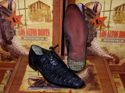 Pre-owned Los Altos Boots Mens Genuine Authentic Jean Blue Crocodile Belly Dress Shoe (ee) Zvee8210