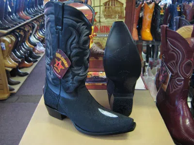 Pre-owned Los Altos Boots Wild West Snip Toe Black Genuine Stingray Single Stone Western Cowboy Boot (ee) In Gray