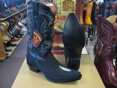 Pre-owned Los Altos Boots Wild West Snip Toe Black Genuine Stingray Single Stone Western Cowboy Boot Ee+ In Red