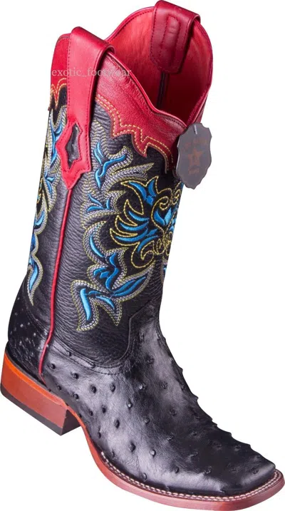 Pre-owned Los Altos Boots Women Los Altos Black Full Quill Ostrich Ranch-square-toe Western Boot